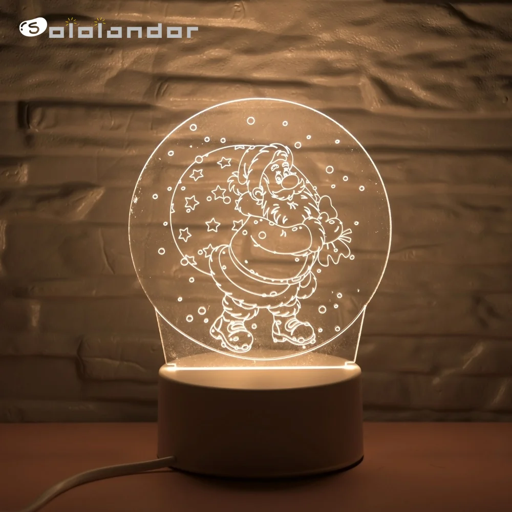 Новейшая креативная Светодиодная лампа Санта-Клауса 3D светодиодный оригинальная Ночная подсветка Иллюзия Ночная лампа 3D иллюзия Настольная лампа для дома декоративная