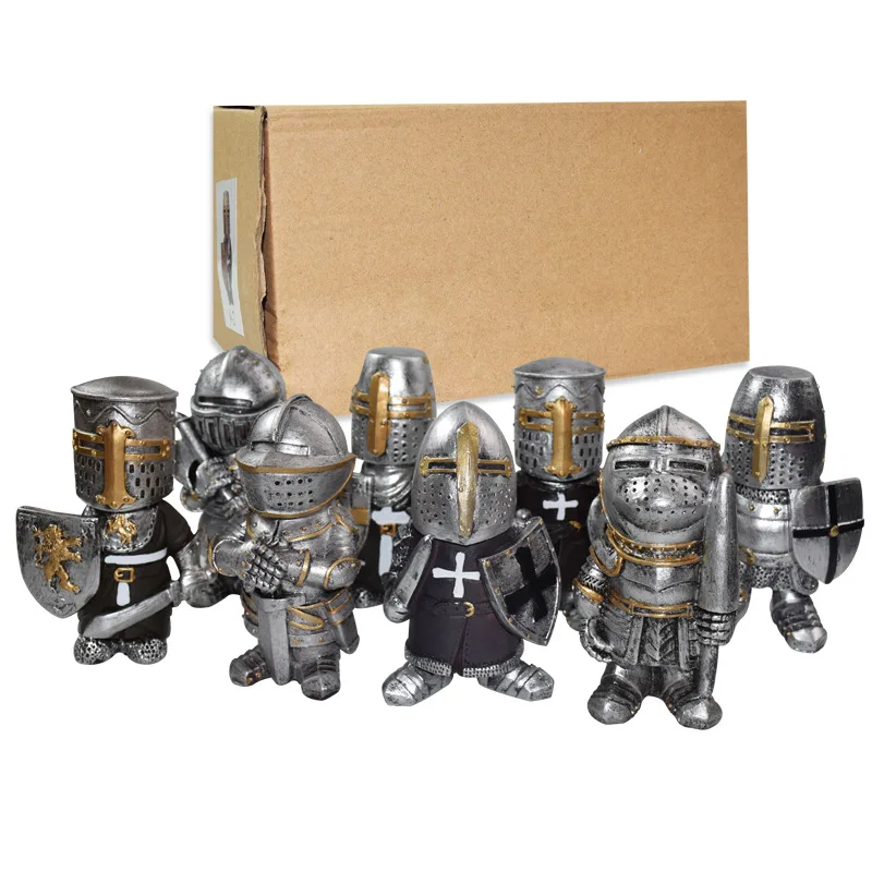 

Knight Gnomes Guard Cross Templar Crusader Figurine Tall Suit Of Armor Miniature European Knight Sculpture Decor Resin Ornaments
