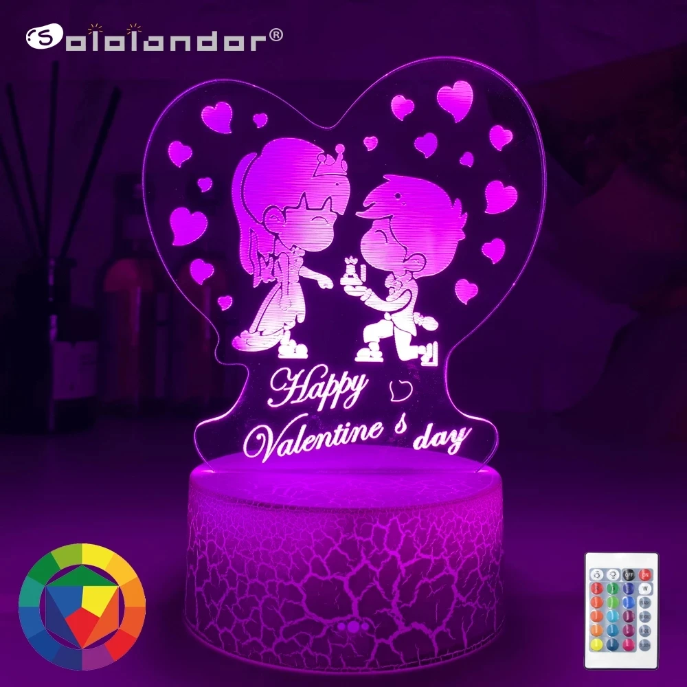 

Valentines day Girlfriend Gift I LOVE YOU Colorful 3D Hologram Love Heart Stars Lamp Night light USB Acrylic Lights Party Favor