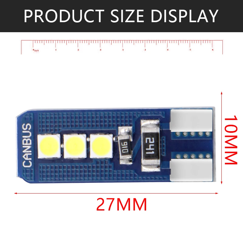 10 шт. авто светодиодный T10 CANBUS 194 W5W 6 Smd 3030 Подсветка регистрационного номера Белый