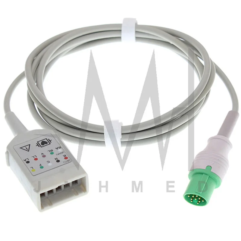

5-Lead ECG/EKG Extension Cable For GE-Hellige Eagle SCP Cardioserv SMC SMS SMK SMU SMV Series of 10P Monitor,ASP Style Leadwire