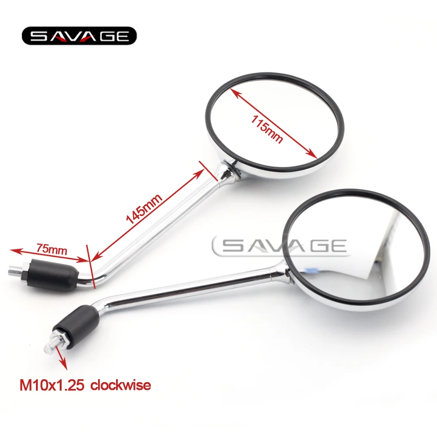 

E9 certification Universal Motorcycle Brand New Rear Side View Mirrors 10mm*1.25 Clockwise Chrome