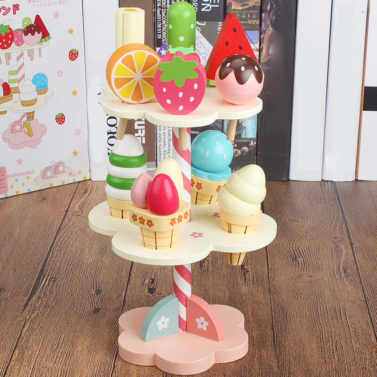 

Kids Kitchen Toy Girl Strawberry Cake Birthday Miniature Food Stand Set Pretend Play Plastic Educational Toys For Children Gifts