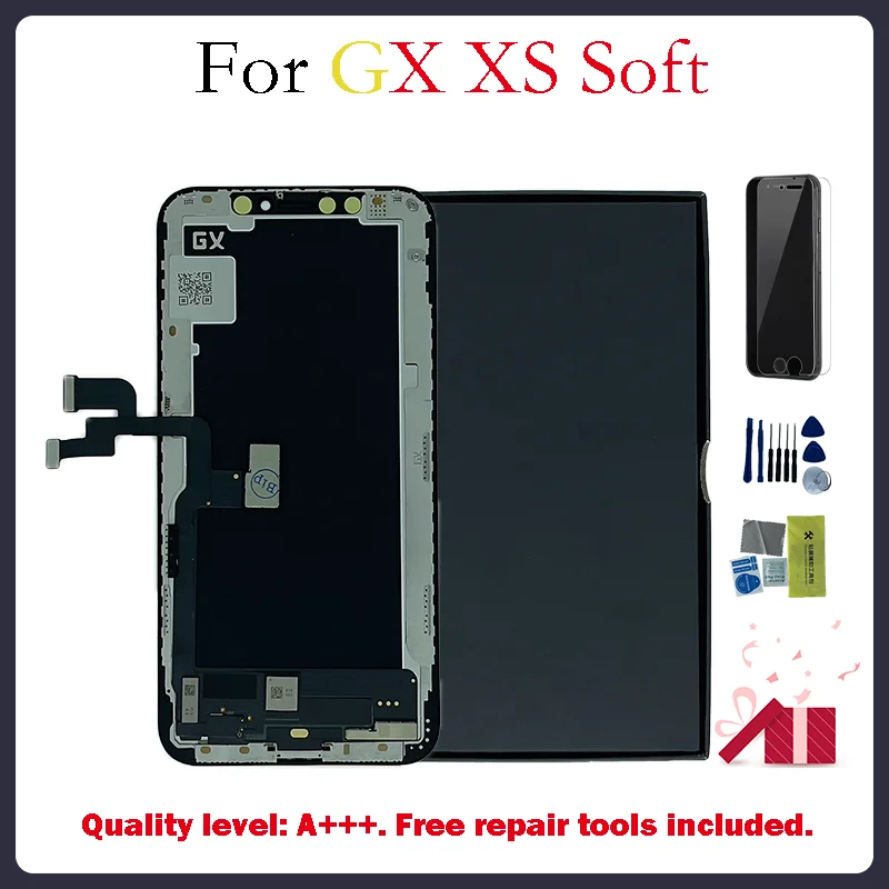 

GX Soft OLED For iPhone XS LCD Display Touch Screen Digitizer Assembly Tested No Dead Pixel Replacement LCDs True tone
