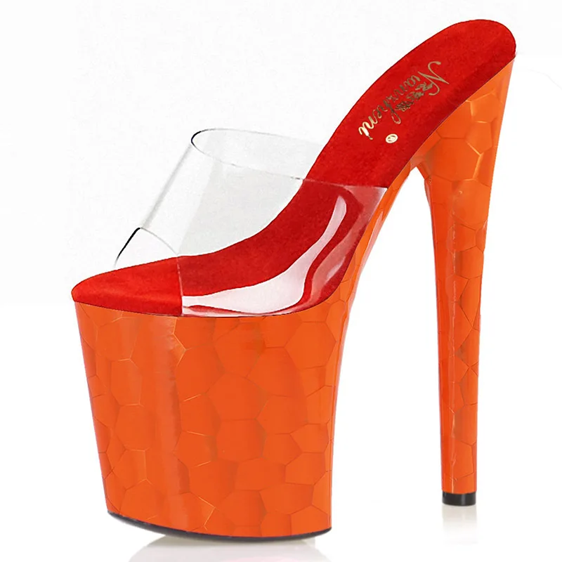

Mclubgirl 20CM Orange Sandals Female Sense Pole Dance High Heels Nightclub Model Catwalk Platform Shoes For Women LYP
