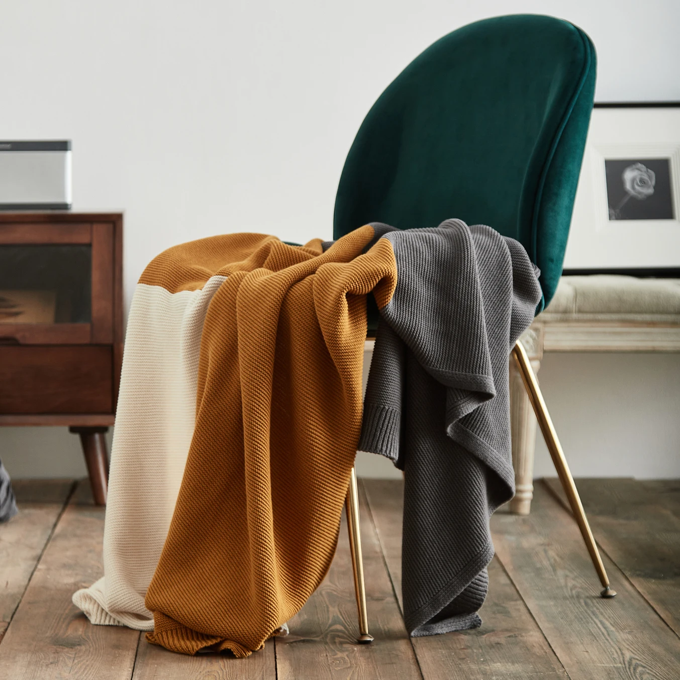 Разноцветные Вязаные клетчатые одеяла реджаны элегантное домашнее украшение