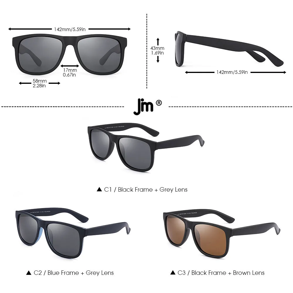 

Retro Square Polarized Sunglasses Men Women Vintage Black Sunglasses