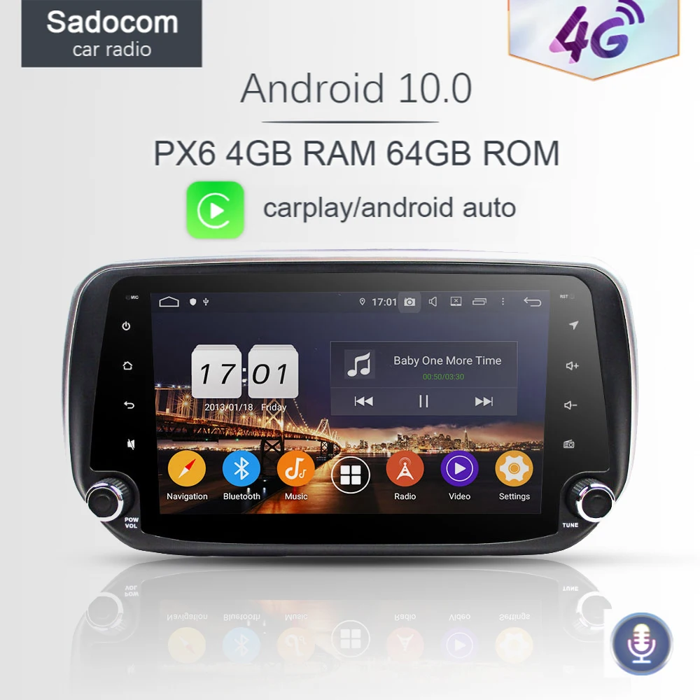 Автомобильный DVD плеер PX6 9 дюймов DSP Android 10 0 8 ядер 64 ГБ + 4 Гб ОЗУ для Hyundai IX45 Santa Fe 2018