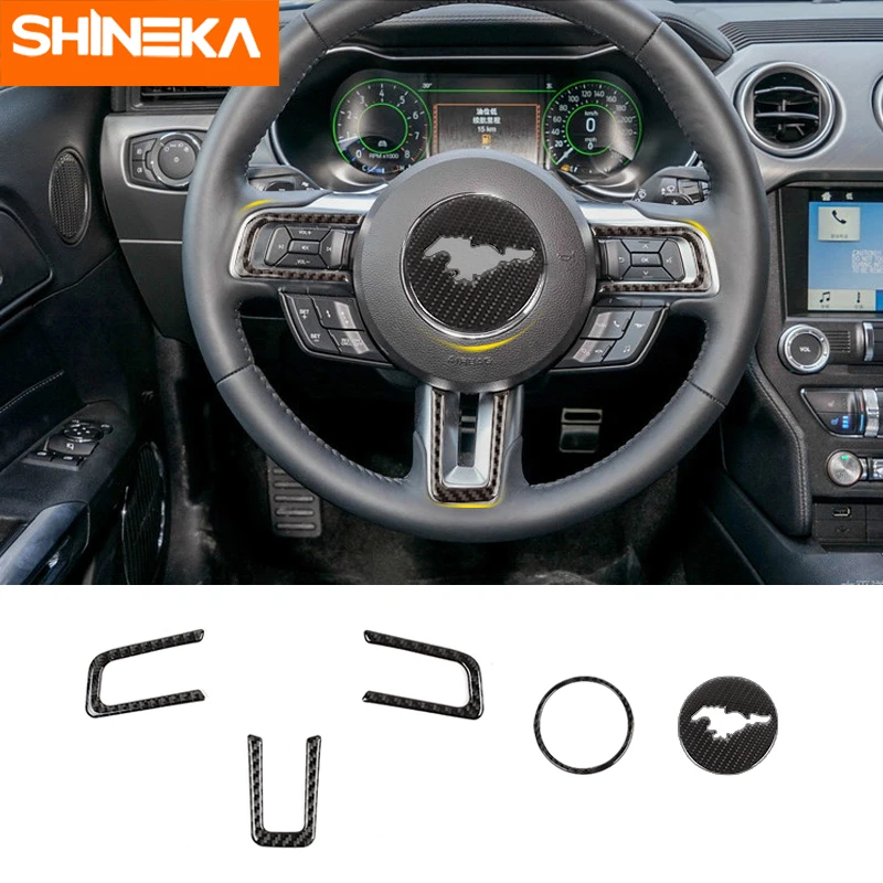 Молдинги SHINEKA для салона Ford Mustang наклейки на рулевое колесо из углеродного