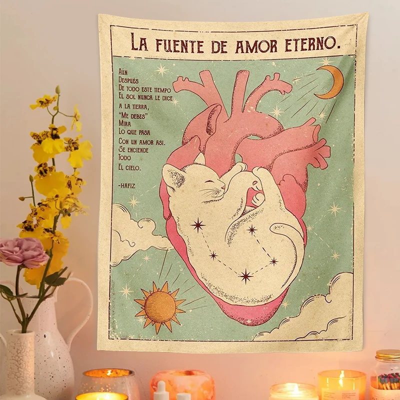 Таро кошка гобелен ведро солнце луна вечное сердце Настенная подвеска рандомный