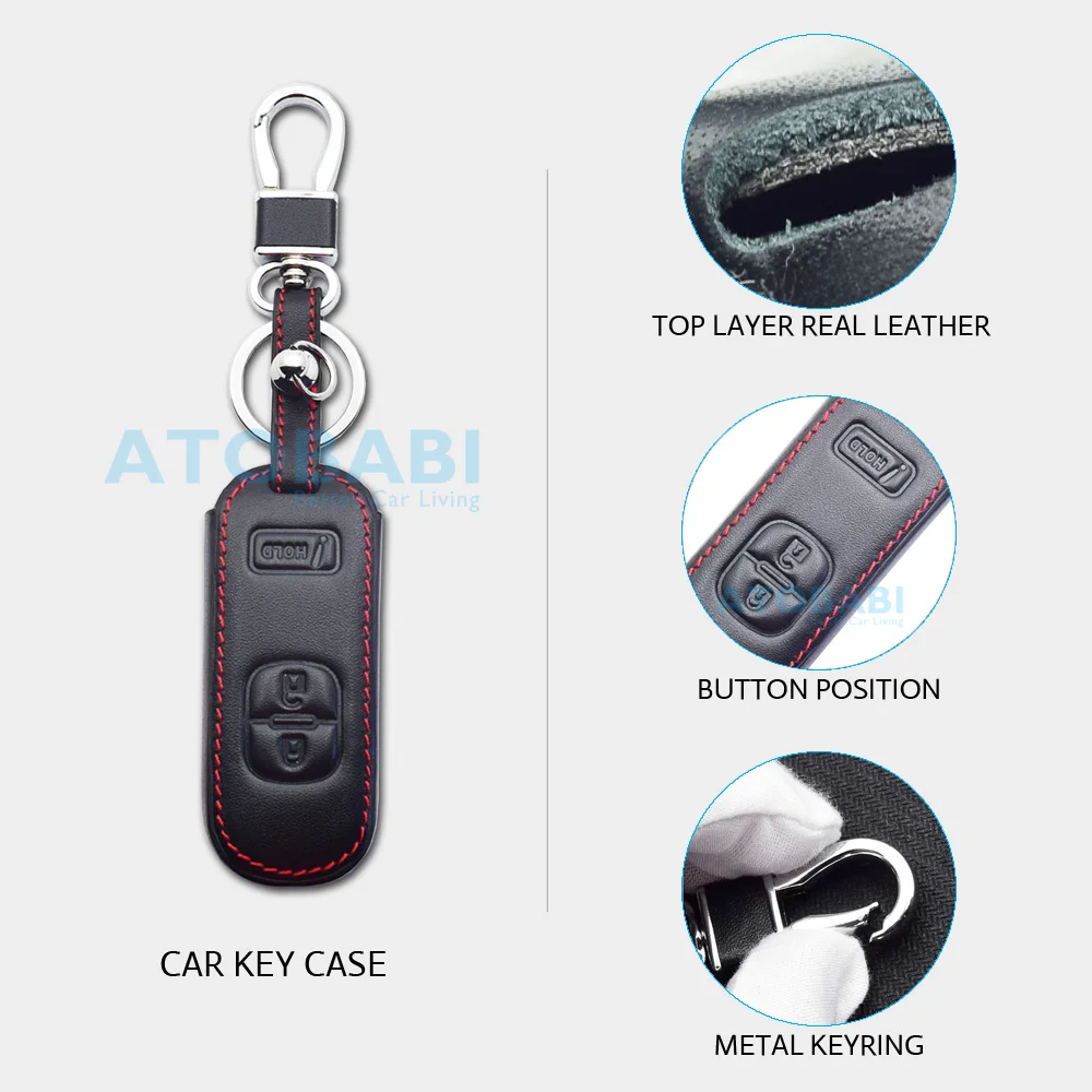 Чехол для ключей из натуральной кожи Mazda 3 CX3 CX5 CX7 CX9 Speed Smart Remote Control Fob Protector Cover Keychain
