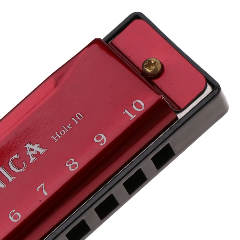 

10 Holes Key of C Blues Harmonica Musical Instrument Educational Toy with Case H4GF