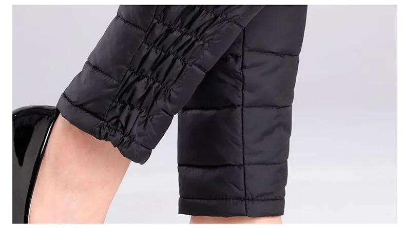 

Winter 80% Duck Down Pants Women Warm Thickening Elastic High Waisted Warm Plus Size Trousers Middle Aged Red/Purple/Black