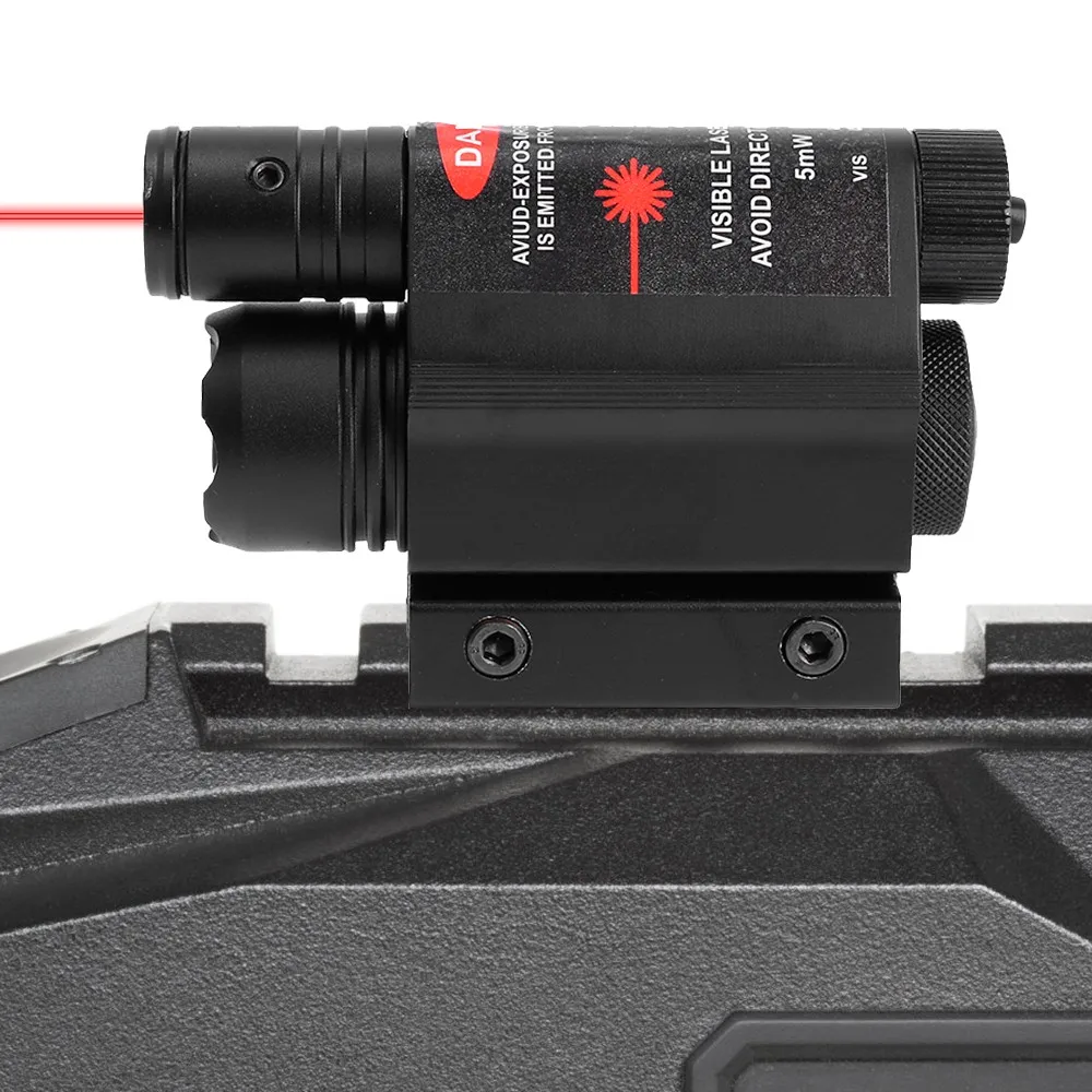 

Tactical 2 In 1 LED Flashlight Red/Green Laser Sight Combo for 11/20mm Rail Rifle Mini Glock Pistol Gun Light with Tail Switch