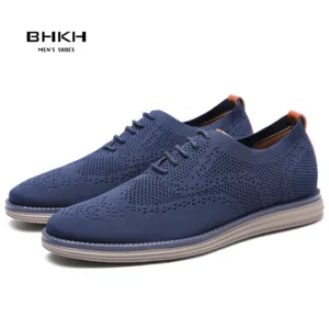 BHKH 2022 Breathable Knitted Mesh Casual Shoes Lightweight Smart Casual Shoes Office Work Footwear M
