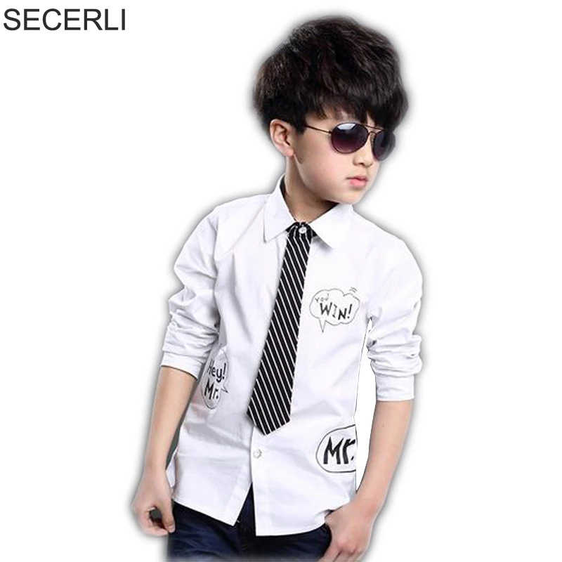 Новинка Сезон весна осень С длинными рукавами и Рубашки для мальчиков дышащие 100%
