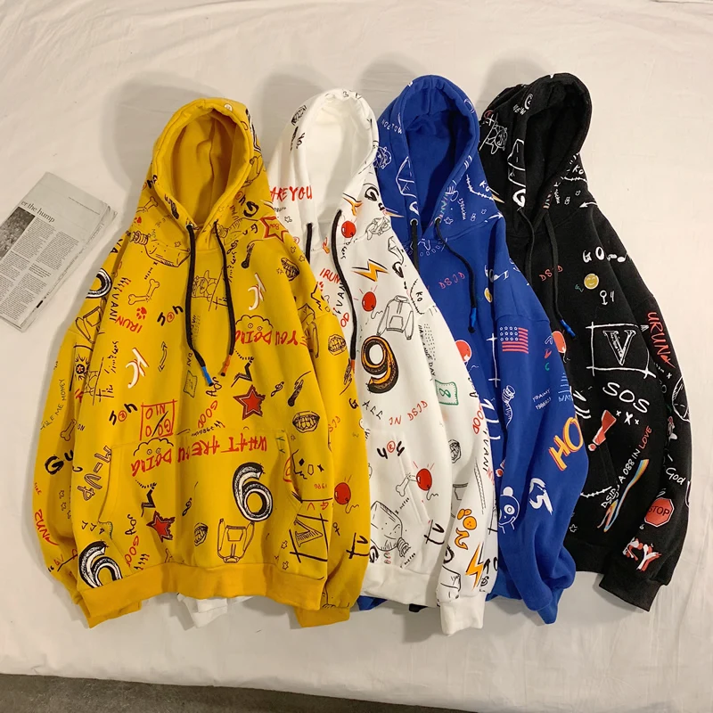 

LEGIBLE 2021 New Oversize Hoodies Women Hooded Warm Loose Funny Printed Hoodie Women Sweatshirts Lady Plus Size