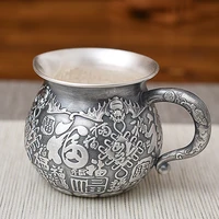 pure silver 999 pak fook fair cup handmade tea dispenser household tea ceremony accessories silverware 161g 240ml
