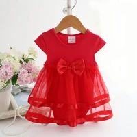 girl dress lovely net yarn splicing o neck baby one piece romper mesh dress for party