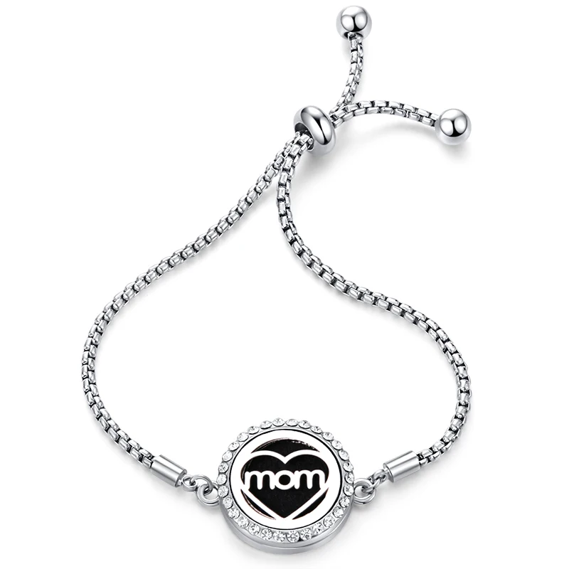 Женский браслет из нержавеющей стали с кристаллами и диффузором эфирного