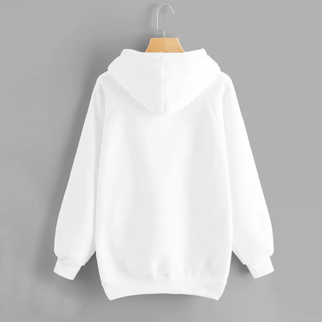 Las Mujeres Sweetshirts Letter Print Womens Casual Vintage Solid Long Sleeve Lady Irregular Pullover Tops Толстовка Женская