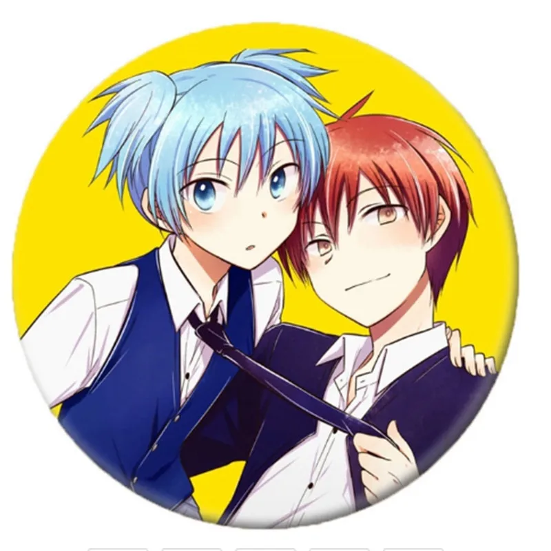 58 мм аниме-Черный Рок-брошь Korosensei косплэй Shiota Nagisa знак рюкзаки одежда для женщин