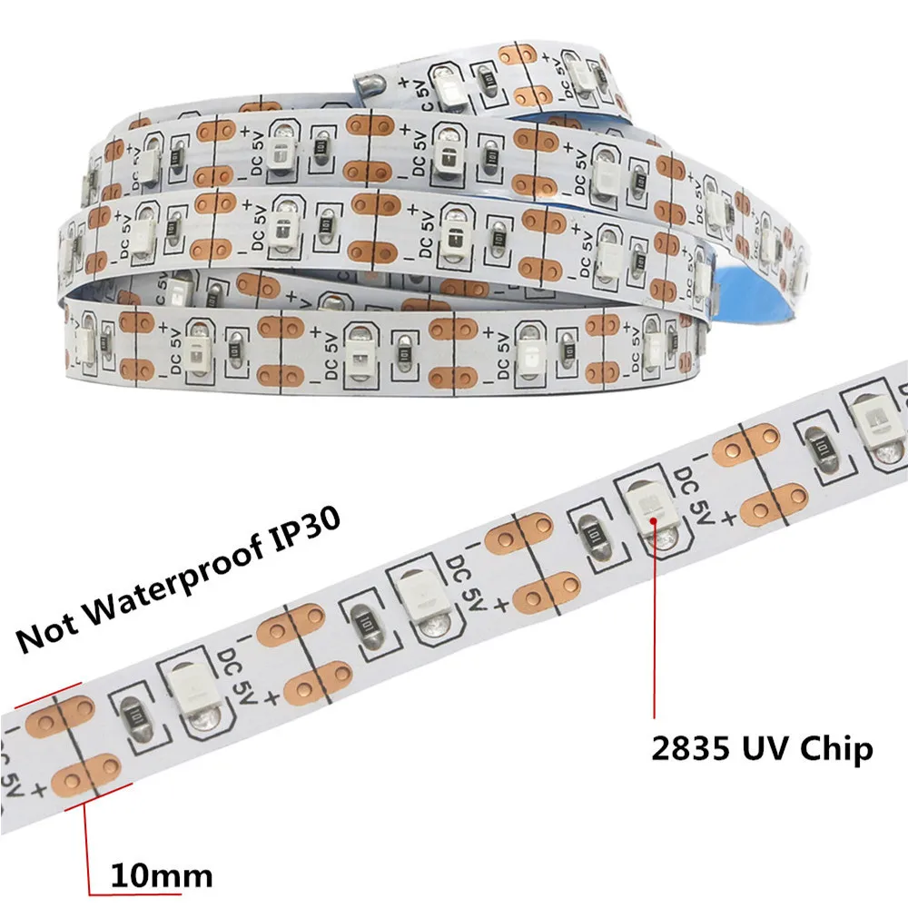 УФ USB Светодиодные ленты Батарея приведенный в действие 395 405nm ультрафиолетовых