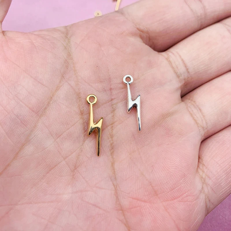 

10Pcs Mini Lightning Charms Gold Silver Color Metal Pendant Charm For DIY Jewelry Making Accessories Earring Necklace Handmade
