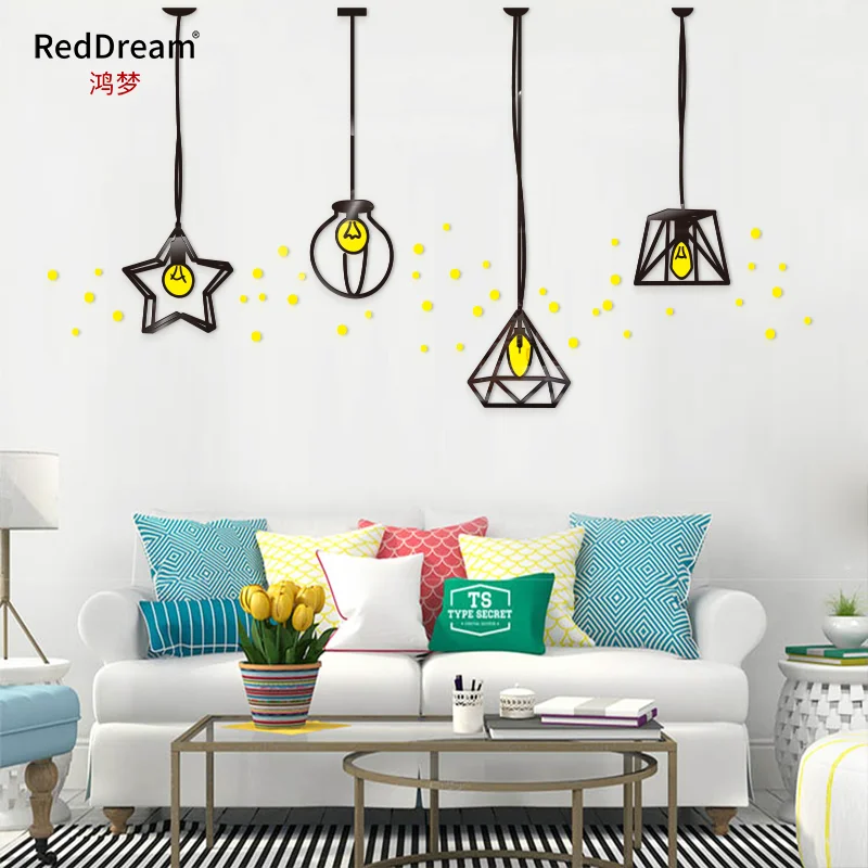 WS77 Geometric chandelier creative 3D three-dimensional acrylic modern minimalist living room transformation TV background wall | Дом и сад