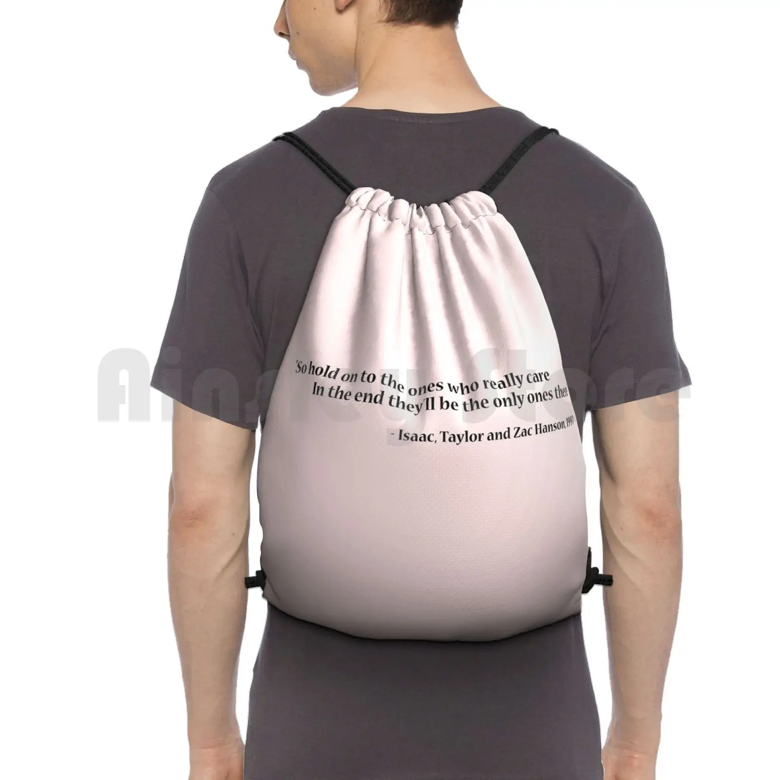 Hanson Quote Backpack Drawstring Bags Gym Bag Waterproof Hanson Song Lyrics Mmmbop Quote Advice Cult Movie 90S 1990S