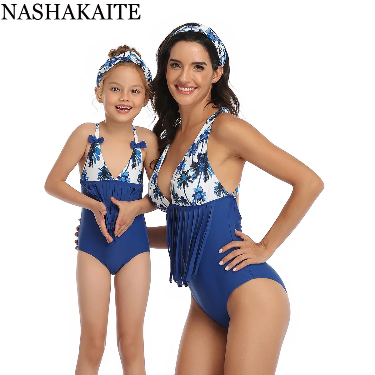 NASHAKAITE/купальный костюм для мамы и дочки с полосатым принтом удлиненными
