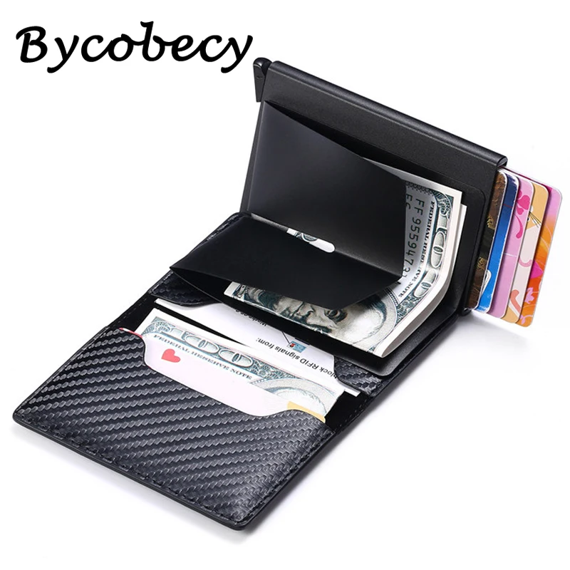Bycobecy новинка Мужской винтажный черный кошелек из углеродного волокна с
