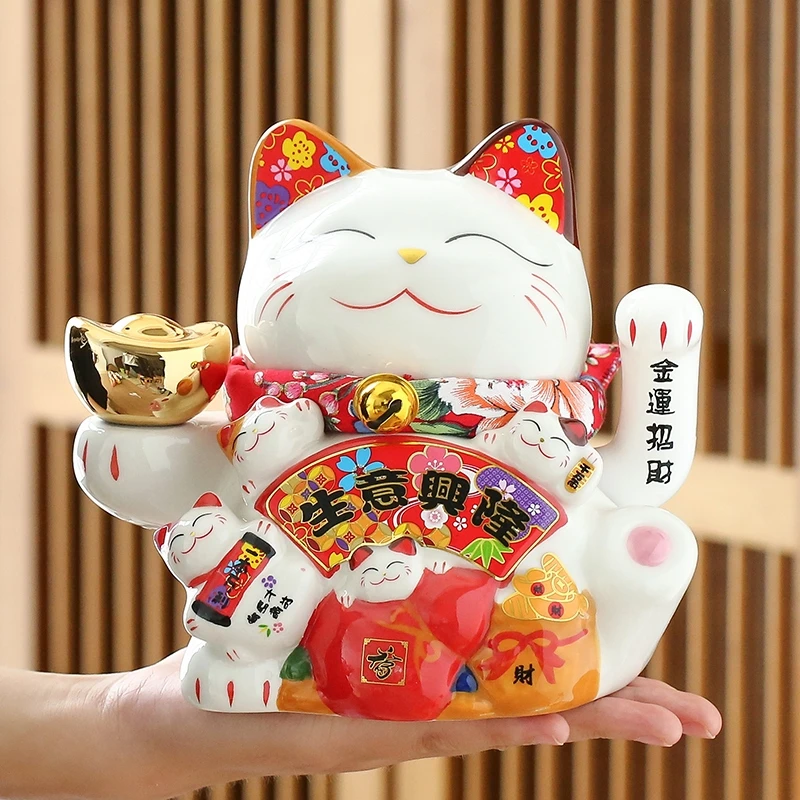 7 5 дюймовый керамический подвижный Кот Манеки Neko орнамент фэн-шуй украшение