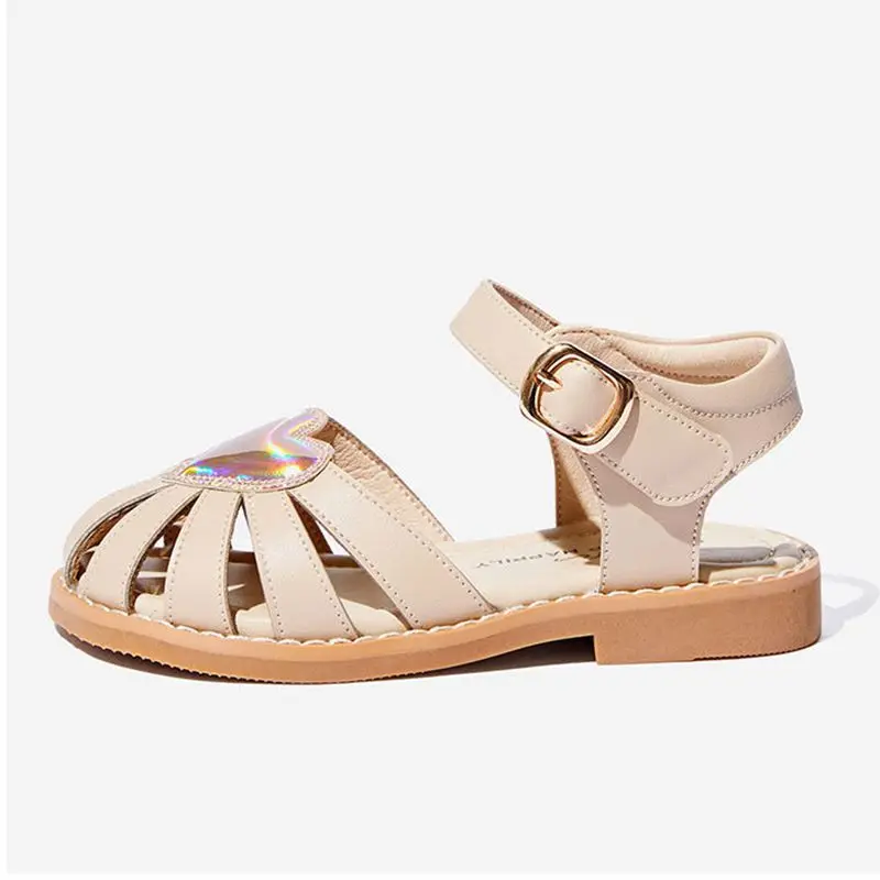 

Genuine Leather Summer Children's Sandal Girls Hollow Flowers Kids Princess Shoes Close Toe Toddler Baby Sandal For Girls TX514