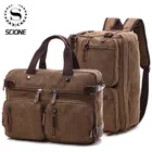 Scione мужской холщовый портфель, дорожные сумки, чемодан, Классическая сумка через плечо, сумка-тоут, большая Повседневная деловая сумка для ноутбука