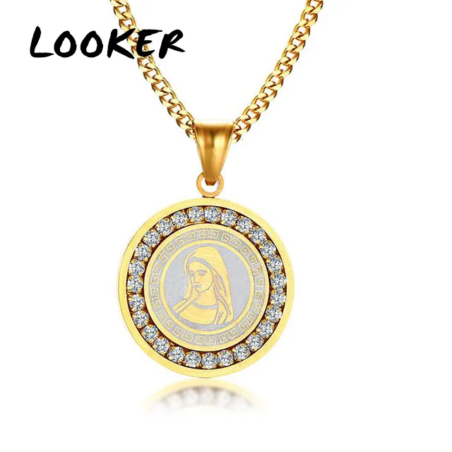 Ожерелье LOOKER золотого цвета с изображением девы Марии женские религиозные