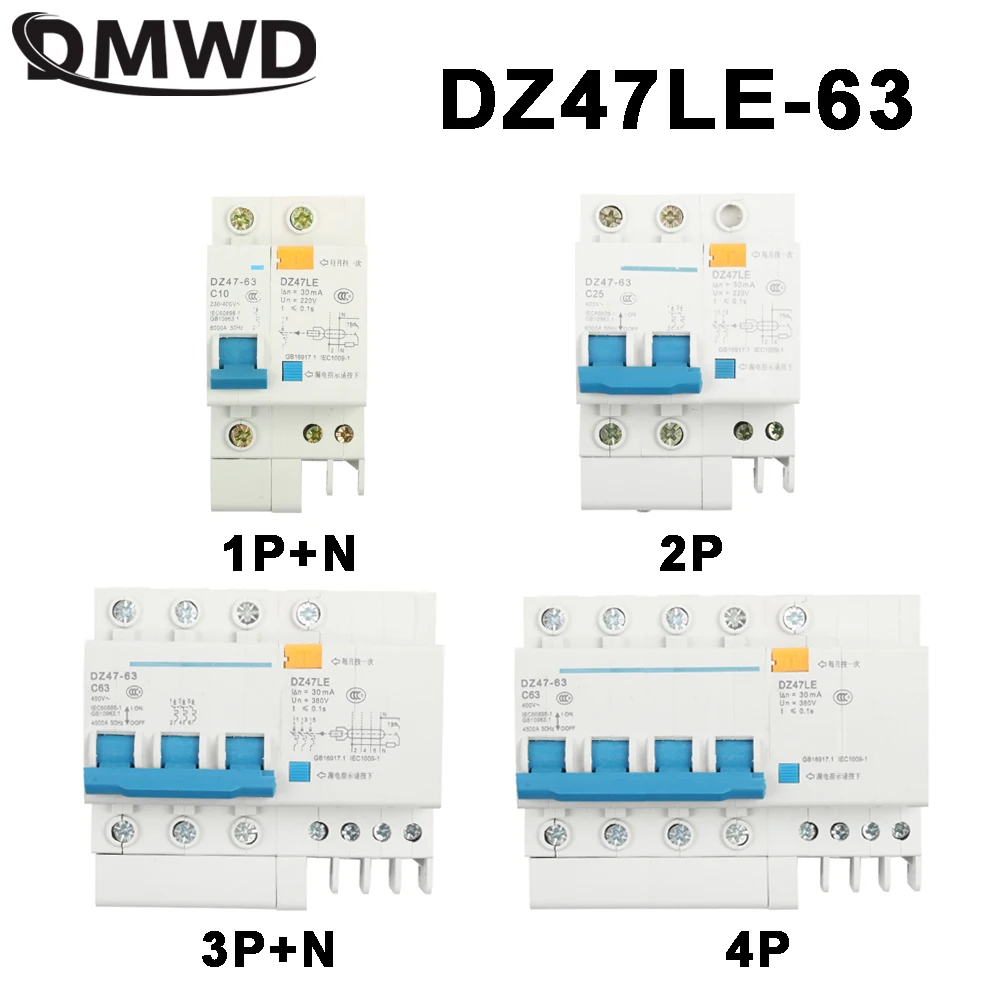 DPNL DZ47LE 63 1P + N 2P 3P 4P 20A 230V 50HZ 60HZ автоматический выключатель остаточного тока с