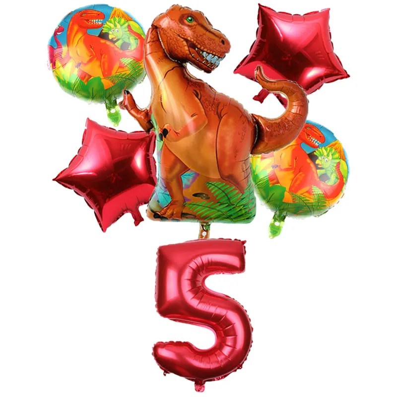 6 шт динозавр фольги Воздушные шары 32 дюйма номер воздушный шарик на день