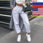 Брюки женские спортивные, свободные джоггеры, уличная одежда в стиле оверсайз с завышенной талией, серые, 2020