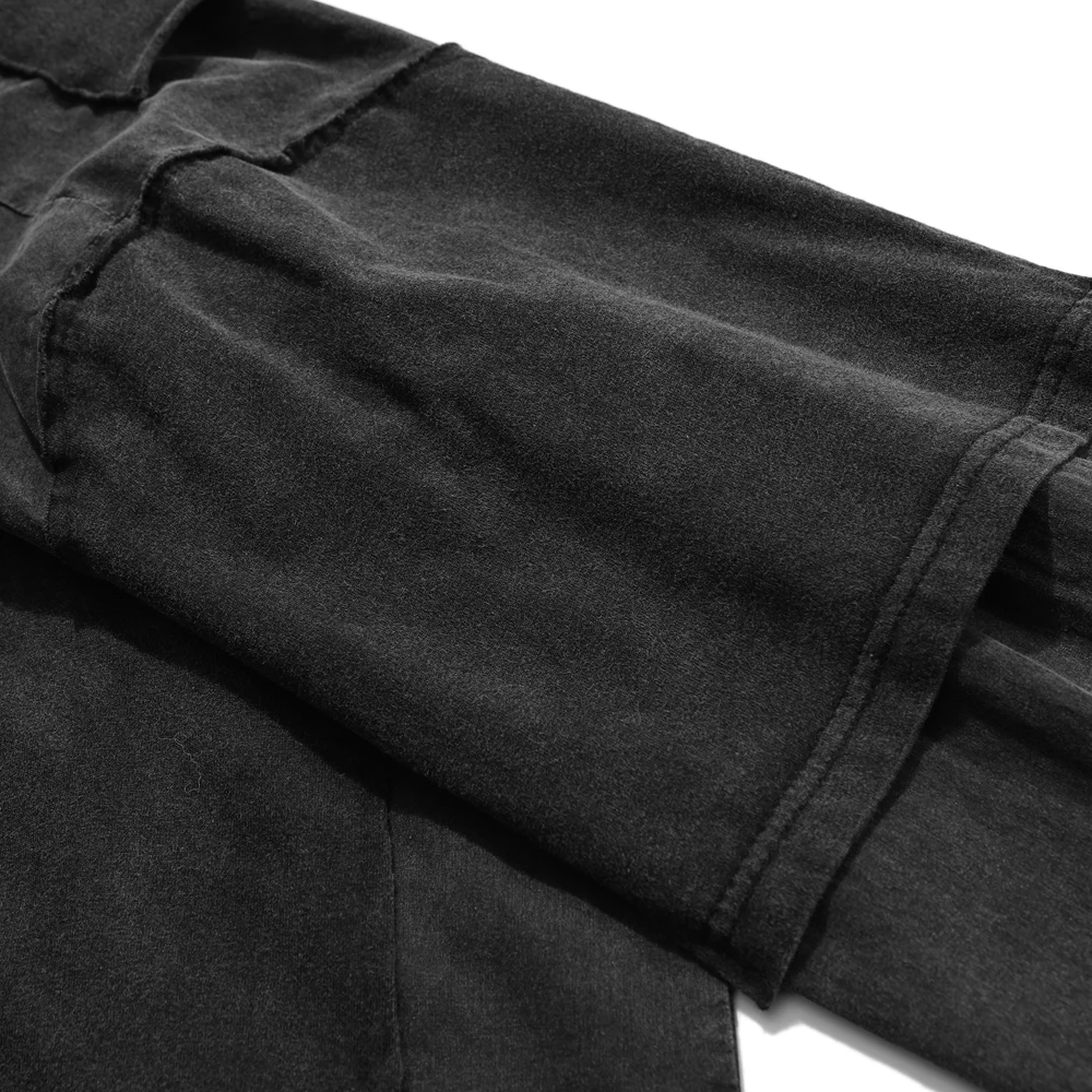 

False two shirt men japanese fashion oversized button up shirt vintage High Street Patchwork mens shirts