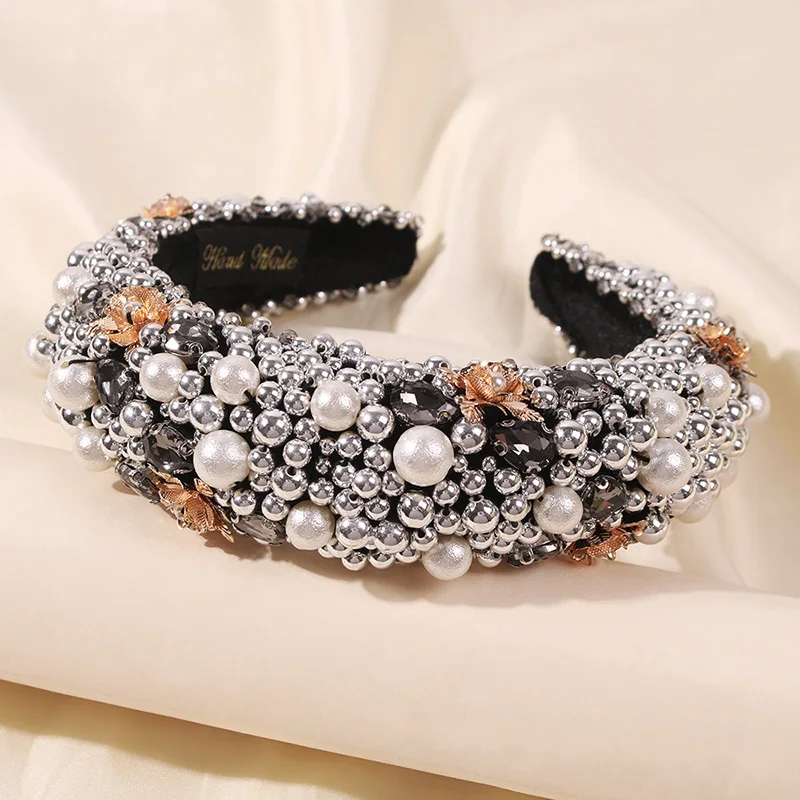 

Fashion Women's Hairband Headband Geometric Headwear Classic Girls Hair Accessories Rhinestone Sponge Headband Flower