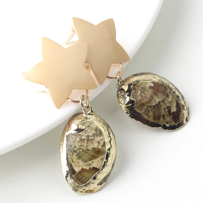 Новинка массивные серьги подвески в виде морской ракушки металлические летние