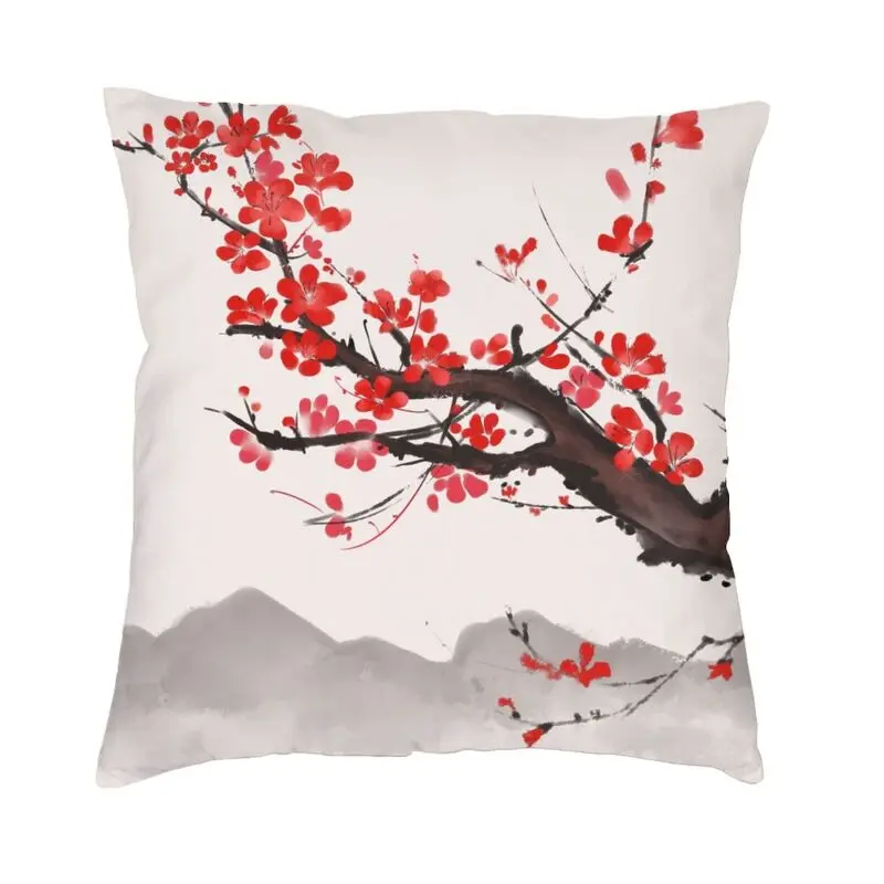 

Cherry Blossom Japanese Style Cushion Cover 45x45 Velvet Sakura Floral Flowers Throw Pillow Case for Car Living Room Decoration
