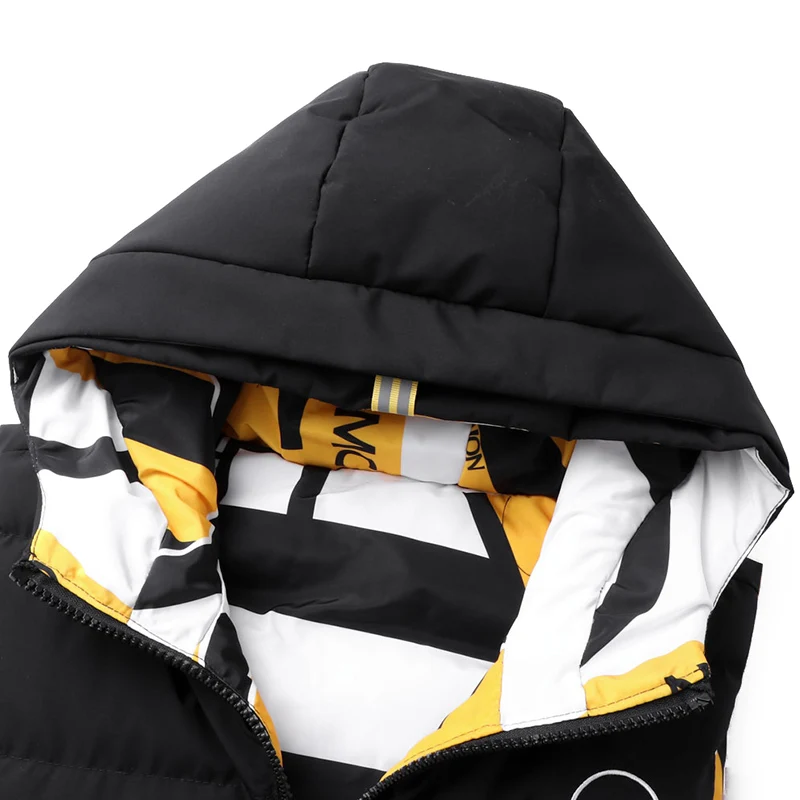 

2021 New Style Autumn And Winter Thickened Down Cotton Shoulder Vest Hooded Two Sides Wear Jacket Top Leisure Handsome Man
