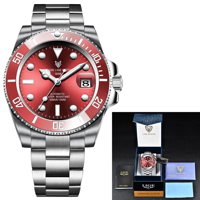 

2021 Red Men Watches Top Brand Luxury Sapphire Watch Waterproof Automatic Mechanical Watch Mens Fashion Sport 316L Steel Clock