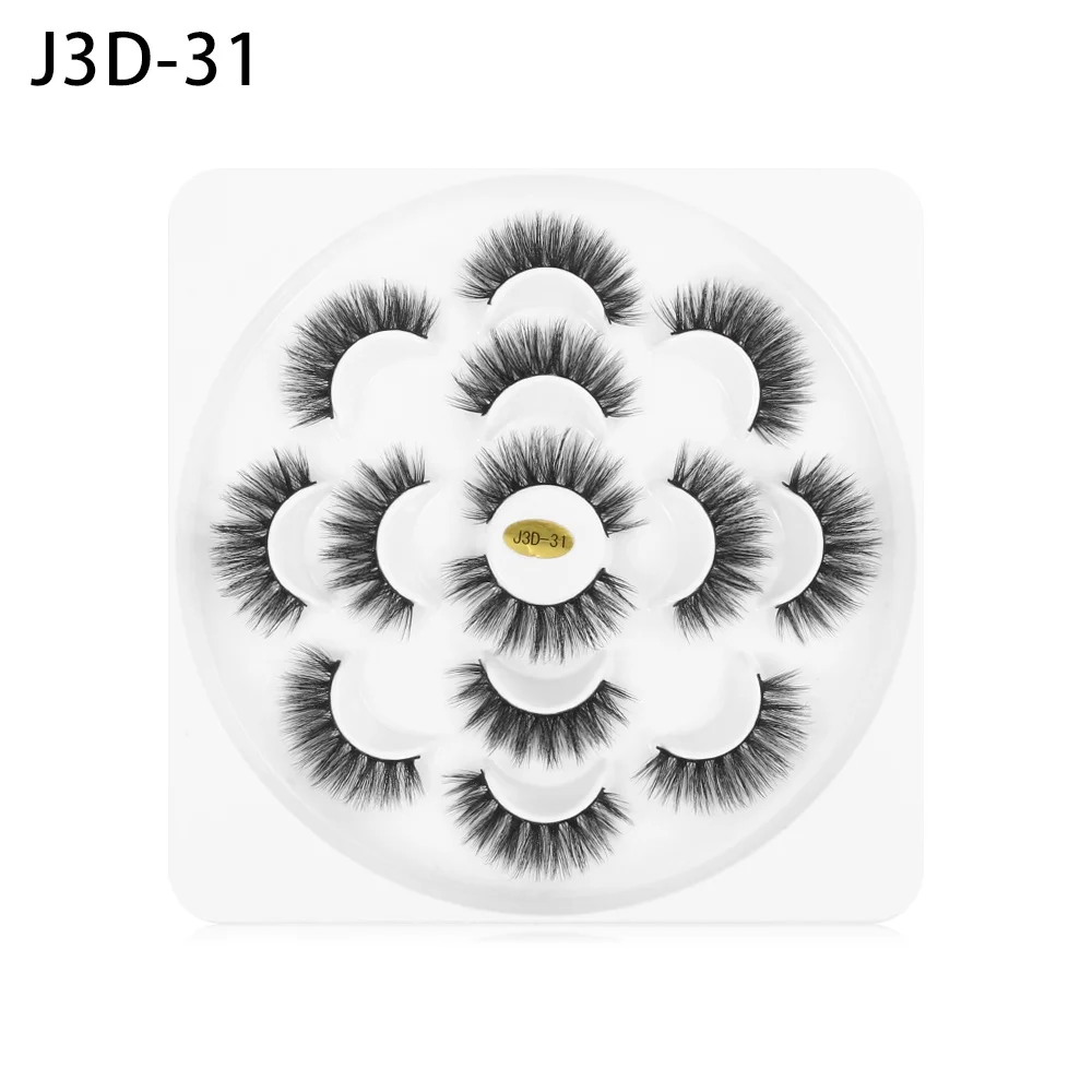 J3D-31 7 пар, 5D, накладные ресницы из норки, толстые, длинные, безжалостные ресницы, ручная работа, наращивание ресниц, Женский инструмент для макияжа глаз - Цвет: J3D-31
