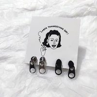 personality zipper stud earrings fashion jewelry for women korean unusual earrings 2021 trend hip hop grunge jewelry wholesale