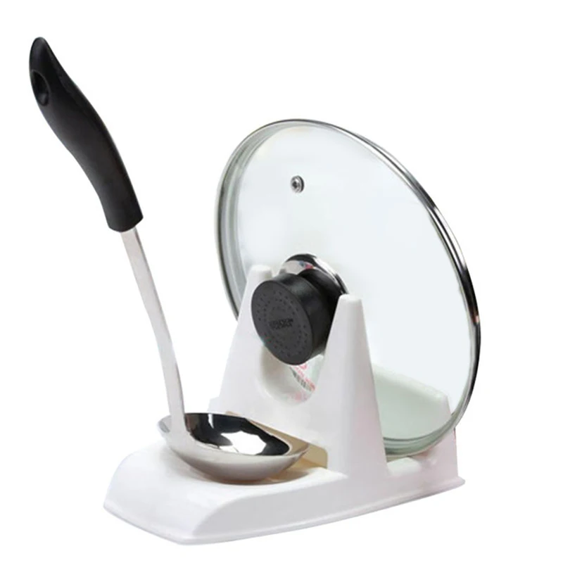 

Spoon Pot Lid Shelf Cooking Storage Kitchen Decor Tool Stand Holder Pot Lid Holder Rack Multi-purpose Plastic Pot Holder