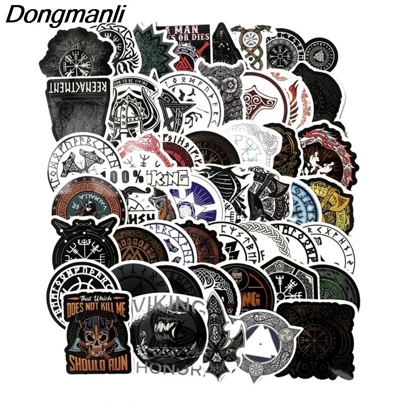 

K1525 50pcs/set Viking vintage Pvc Waterproof Stickers For diy scrapbooking decals Luggage Skateboard Phone Laptop Bicycle Wall