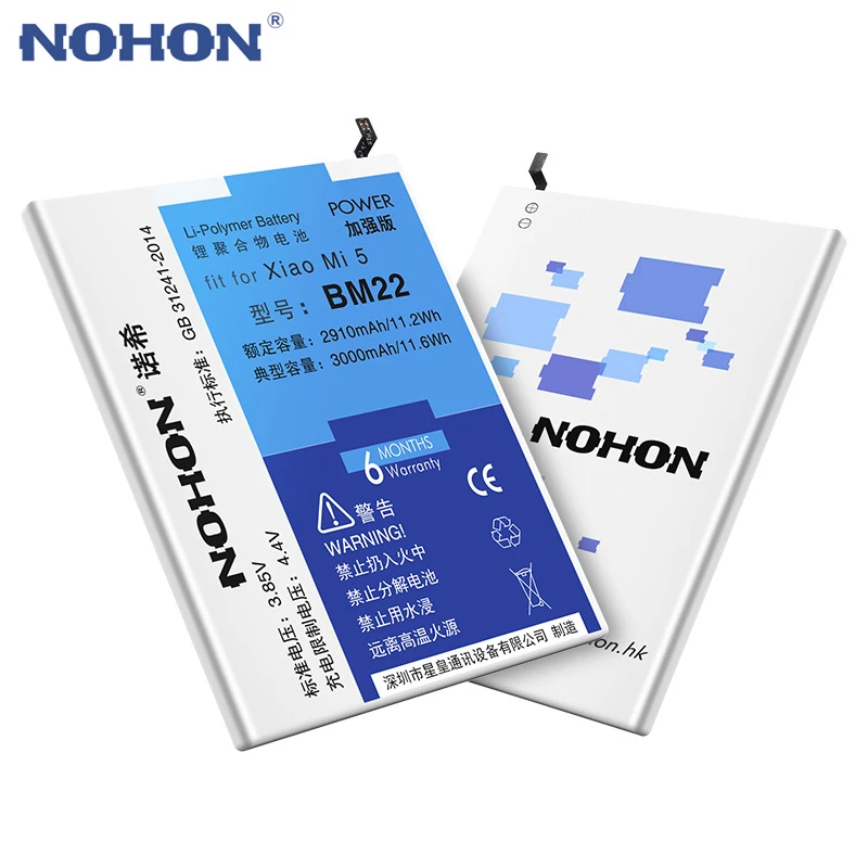 NOHON BM22 BM31 BM32 BM35 BM36 BM39 BN31 BN36 Батарея для Xiaomi mi на возраст 3, 4, 5, 6, 4C 5S 5X 6X mi 5 mi 6 mi 4C mi 5S замена батареи
